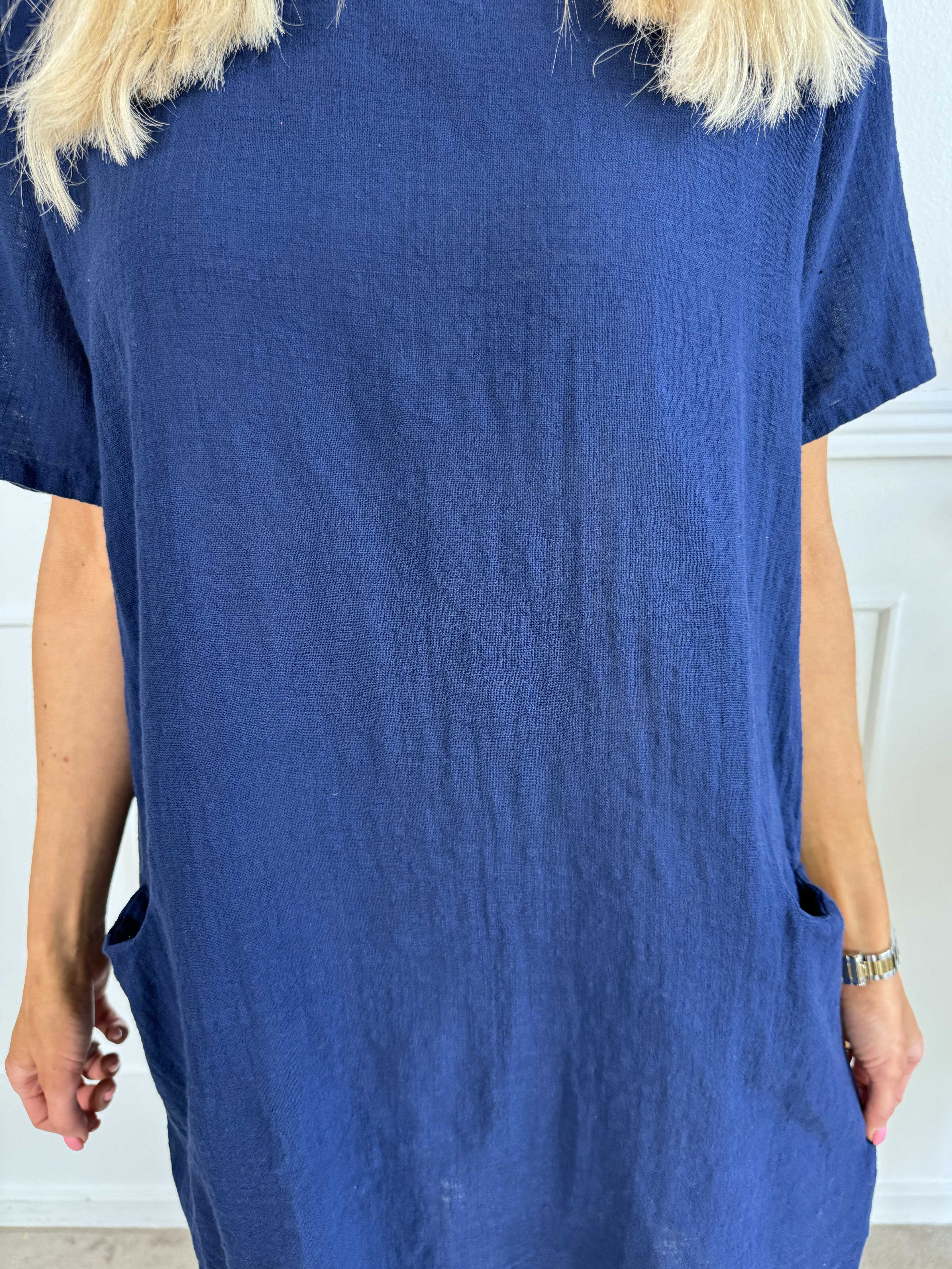 Louise plain - Sød bomuldskjole med lommer